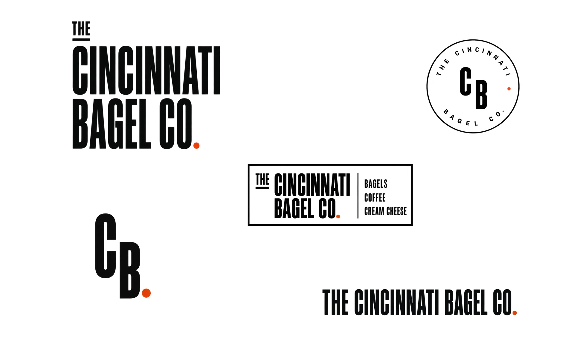 The Cincinnati Bagel Co. — The Cincinnati Bagel Co. logo system with wordmarks, badge lockups, and app icon