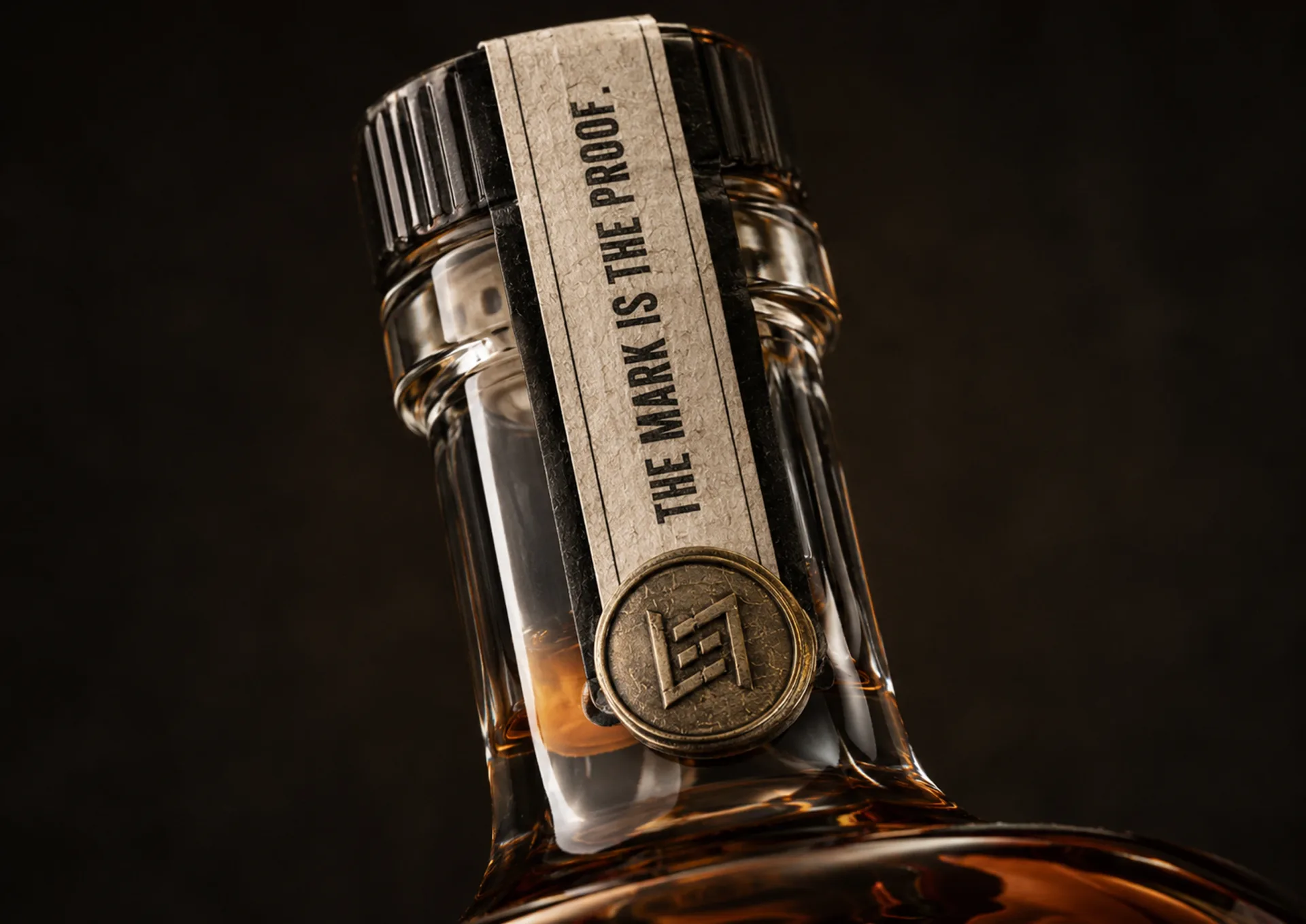 Countermark — Countermark bottle neck with metal seal and The Mark Is The Proof message
