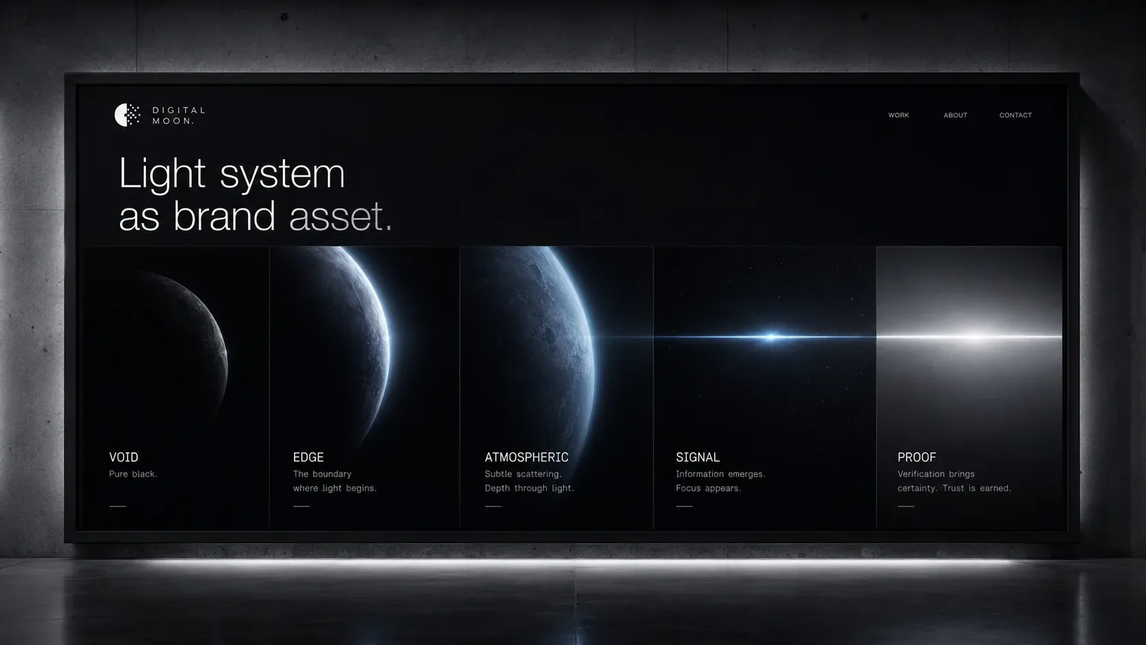 Digital Moon — Digital Moon light system board with void, edge, atmospheric, signal, and proof lighting states