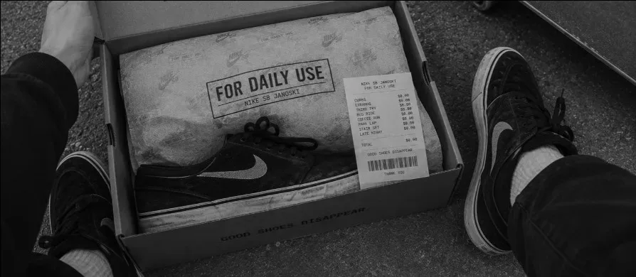 For Daily Use — Open Nike SB Janoski box with shoe tissue and receipt label