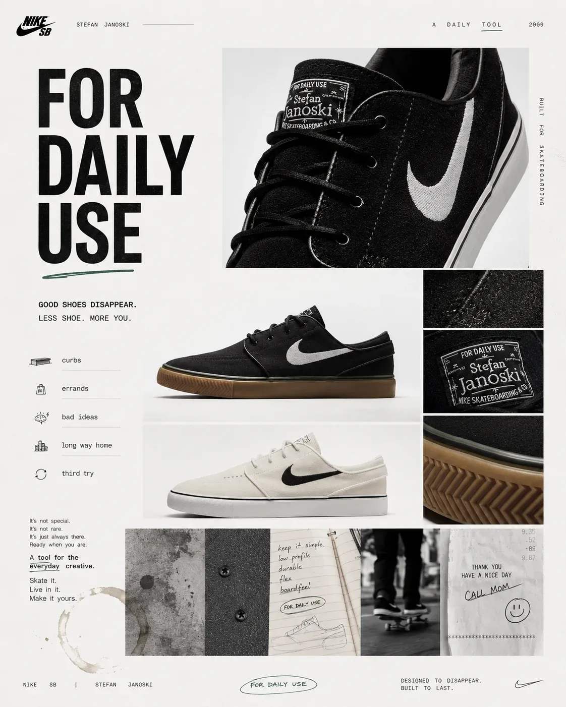 For Daily Use — Nike SB For Daily Use product page concept showing Janoski campaign storytelling